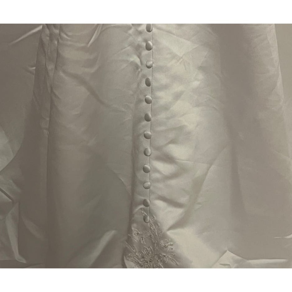 Satin Empire Waist A-Line Wedding Gown with Beaded Crystal Detail - Picture 8 of 11